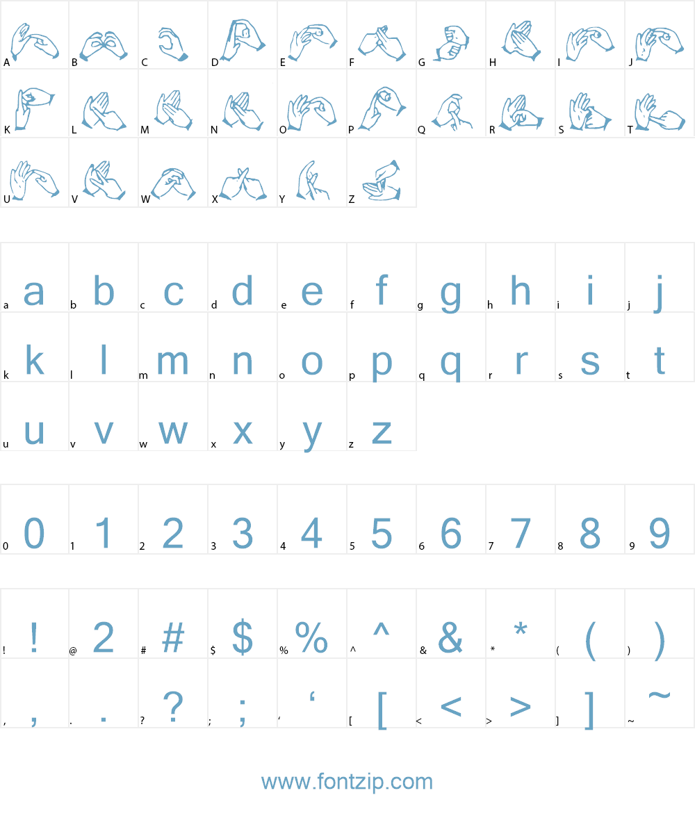 The Hands of Deaf Font Character